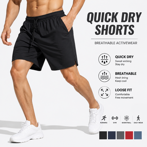 Pantalones Cortos Deportivos Transpirables de Secado Rápido para Hombre, con Bolsillos, Cintura con Cordón, Corte Holgado, Estilo Bermuda, Ropa Deportiva para Correr y Gimnasio - Product Image 1