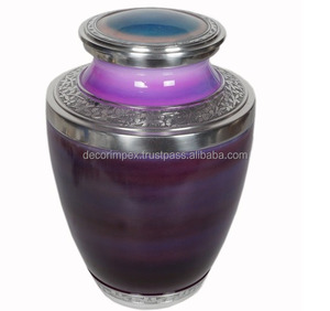 Venta caliente de urna de cremación de metal azul, una urna de metal hecha a mano diseñada para cenizas humanas - Product Image 2