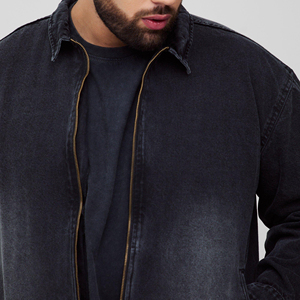 Quality Casual Embroidered Windproof Oversized Drop Shoulder Denim <b>Jeans</b> <b>Jacket</b> for Men Distressed <b>Black</b> 100% Cotton Winter - Product Image 6