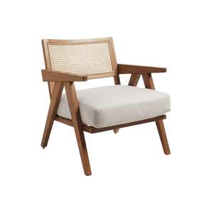 Sofá de Jardín Moderno de Mediados de Siglo con Respaldo de Ratán, Cojín de Espuma de Alta Densidad, un Asiento, Diseño Duradero, Muebles de Exterior - Product Image 1