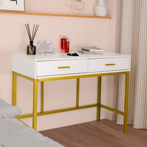 LED Dimmable Bulbs Dressing <b>Table</b> with Two Drawers and Cushioned Stool <b>Makeup</b> Vanities for Bedroom Furniture - Product Image 4