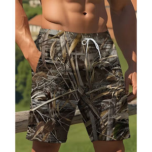 Pantalones Cortos Cargo de Camuflaje Transpirables y Cortavientos de Estilo Urbano con Bolsillos en la Rodilla, 100% Poliéster, Cintura Elástica, Ideales para Verano - Product Image 2