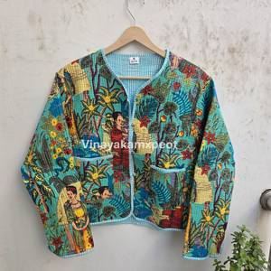 Veste artistique matelassée brodée tricotée à la main, en tissu de coton respirant, réversible, longueur standard, prix usine, collection 2026, vente chaude - Product Image 5