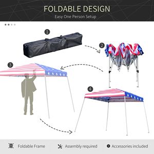 Carpa Plegable para Eventos al Aire Libre con Diseño de Bandera Americana, 10x10, con Patas Inclinadas, para Bodas y Fiestas - Product Image 4
