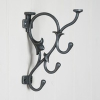 Porte-manteau mural réglable en fonte de style rustique vintage avec deux crochets pour porte ou mur