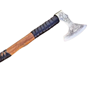 Hacha Vikinga de Alta Calidad Hecha a Mano con Estilo Rockero, Hoja Grabada y Funda de Cuero Hecha a Mano, Precio al por Mayor - Product Image 1
