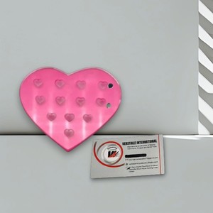 Paleta Magnética de Acero Inoxidable para Extensiones de Pestañas, Diseño Cuadrado con Diamantes Sólidos y Corazón Rosa, Marca Privada - Product Image 2