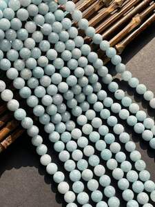 ลูกปัดหินควอตซ์อะความารีนสวยงาม ทรงกลม สีฟ้าสดใส ลูกปัดพลอยเต็มเส้น ยาว 15.5 นิ้ว สำหรับทำเครื่องประดับ - Product Image 3