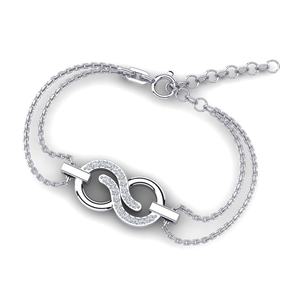 Bracelet à double chaîne avec charme infini en argent sterling 925 et zircon cubique pour femmes, réglable, blanc, bleu, noir, bijoux en zircon cubique, cadeau - Product Image 4