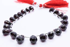 AAA Natural Mozambique Garnet Faceted Tear Drop Beads 7x11 to 9x15 MM Size Elegant <b>Red</b> Gemstone Side Drilled Drop Beads 8 Inch - Product Image 4