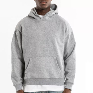 High Quality Cotton Terry Oversize Hoodie Streetwear <b>Thick</b> <b>Fleece</b> Drop Shoulder Plain Blank Custom Men Hoodies - Product Image 5