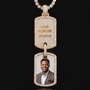 Colgante personalizado con nombre de perro, chapado en oro macizo, con diamantes naturales incrustados, collar con dije de joyería para unisex. - Product Image 1
