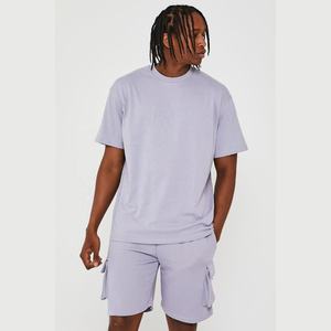 Ensemble 2 pièces T-shirt et short délavé à l'acide de haute qualité, personnalisé, coupe oversize, 100% coton respirant, style urbain pour homme - Product Image 1