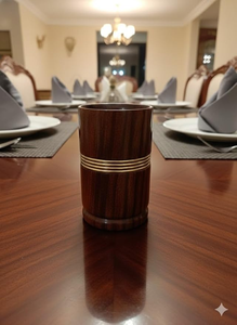 Handcrafted Wooden Tumbler <b>Cup</b> with Brass Ring Accent Decorative Tableware Drinking <b>Glass</b> for Home Restaurant and Hotel Use - Product Image 3