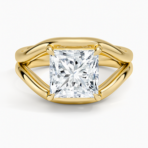Bague de fiançailles en moissanite taille princesse 2 carats, solitaire à double sangle croisée - Product Image 1
