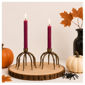 Handmade Bronze Spider <b>Taper</b> <b>Candle</b> Holder Set Vintage Style Metal Candlestick for Home Decor & Halloween Table Centerpieces - Product Image 4