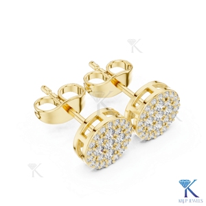 Lab Grown Diamond Round Pave Cluster <b>Stud</b> Earrings Open Gallery 14K Solid Gold Fine Women Jewelry Wedding Anniversary Gift - Product Image 5