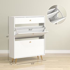 Mobile Moderno Bianco per Scarpe con Capacità di 12 Paia, Ripiani Regolabili, Pannelli Ondulati, Design Funzionale e Flessibile - Product Image 3