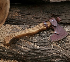 Hacha Vikinga de Acero Industrial de Alto Carbono Forjada a Mano, Mango de Madera de Fresno Personalizado OEM, Hacha con Barba, Funda de Cuero, para Camping y Bushcraft - Product Image 5