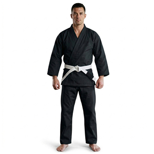 Uniforme de Karate Negro para Hombre, 100% Algodón, Transpirable, Corte Regular, Ropa de Artes Marciales para Adultos, Cinturón Blanco Incluido - Product Image 1