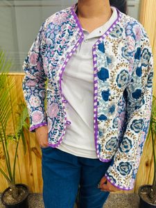 Veste matelassée en coton de haute qualité, style bohème imprimé à la main, vestes matelassées faites à la main, cadeaux, veste à fermeture boutonnée pour femmes, cadeaux - Product Image 5