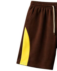 Shorts décontractés pour hommes en jersey marron et jaune, en coton et polyester, avec cordon de serrage et taille élastique, pour la gym et le sport, fournisseur OEM - Product Image 3