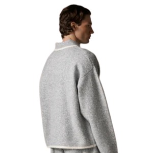 Suéter de Punto para Hombre, Color Gris, Manga Larga, Cuello con Botones, Textura Suave, Estilo Casual para Invierno, Mezcla de Algodón - Product Image 4