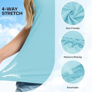 Haut de sport décontracté pour femme, bleu ciel, à manches courtes, couleur unie, respirant, en jersey compressé, séchage rapide, tricoté - Product Image 4