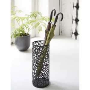 Modern Black Hollow Mesh Umbrella Stand Metal Cylindrical Umbrella Holder Ventilated Walking Stick Bin Entryway Storage Rack - Product Image 1