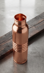 Bouteille d'eau en cuivre pur côtelé, anti-fuite, ayurvédique, pour le fitness et le yoga, récipient à boisson de luxe en métal - Product Image 5