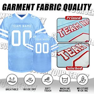 Custom Sublimated American Football Jersey V-Neck Short Sleeve Mesh Breathable Team Name Number Printed Unisex Adult All Seasons - Product Image 6