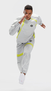 Ensemble de jogging sportif gris et jaune fluo pour homme – Pantalon de survêtement respirant à taille élastique et poids moyen - Product Image 2