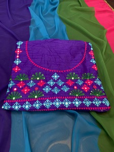 Exclusivo Sari Tradicional de Georgette con Diseño de Diseñador, Blusa Elegante, Estilo Étnico, Moderno, para Fiestas, Ropa India Modesta de Verano para Mujer - Product Image 4