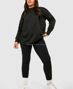 Sweat à capuche personnalisé pour femme, 100% coton molletonné, coupe ample, veste de sport avec logo frontal et fermeture éclair pour la remise en forme et l'entraînement - Product Image 2