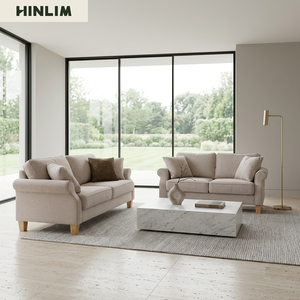 Sofá de Dos Plazas Contemporáneo en Tela Beige con Patas de Madera, Brazos Enrollados, Respaldo Acolchado, Moderno, Clásico y Duradero para Sala de Estar - Product Image 3