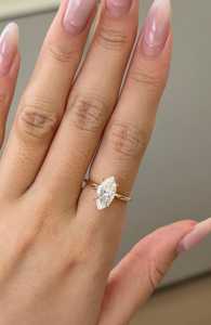 Bague de fiançailles solitaire 2 carats en diamant de laboratoire taille marquise, or massif 14 carats, sertie à griffes, style minimaliste, pour demande en mariage, prix d'usine - Product Image 2