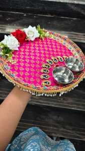 Jaipurios - Juego de Thali para Puja Hecho a Mano, de Acero, Moderno, Tradicional, Multifuncional, Decorativo, para Roli, Kumkum, Diwali - Product Image 2