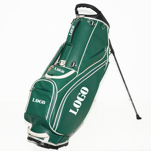 Professional Grade Forest Green Synthetic Leather <b>Golf</b> Bag Featuring Elegant White Contrast Piping and High-Capacity Storage - Product Image 1