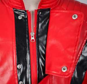 Men's Custom Logo <b>Red</b> Leather Moto <b>Jacket</b> Stand Collar Zipper Closure Solid Color Slim Casual <b>Waterproof</b> Regular Fit Autumn - Product Image 2