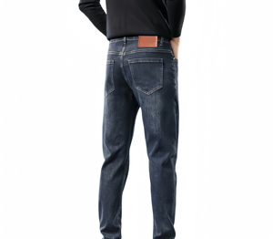 Jean décontracté pour homme de haute qualité, coupe droite, taille élastique, ample, doux et respirant, taille mi-haute, idéal pour l'été et l'automne - Product Image 2