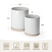 Premium keramische bestekhouder set, dubbele maat, matte afwerking, dikke bodem, hittebestendig, keukenblad opbergorganizer