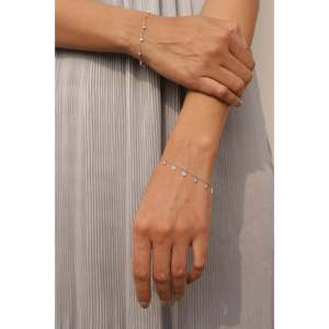 18K <b>Gold</b> Diamond Baguette Drop Fine Charm Bracelet - Product Image 6