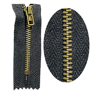 Fermeture éclair en métal pour jean, ton laiton doré, robuste, vente en gros, longueur personnalisée, accessoire de vêtement, fabricant OEM - Product Image 3