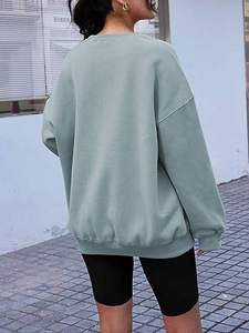 Sweat-shirt oversize à col rond pour femme, couleur unie, manches longues, coupe ample, streetwear pour l'automne et l'hiver - Product Image 2