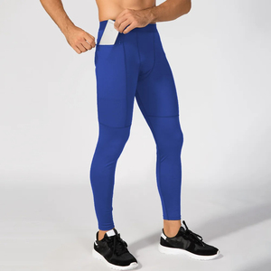 Leggings de compression pour hommes, taille élastique, extensibles, pour l'entraînement, la course et la gym, vente en gros - Product Image 2