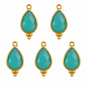 Colgante de Calcedonia Aqua en Forma de Pera con Bisel, Conector de Gema Facetada para Fabricación de Joyas - Product Image 2