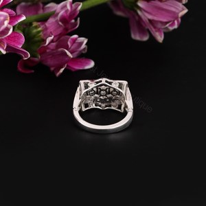 Bague Vintage à Grappe de Diamants 0,50 Ct Diamants Naturels Argent Sterling 925 Bijoux Fins Fournisseur en Gros OEM ODM - Product Image 3