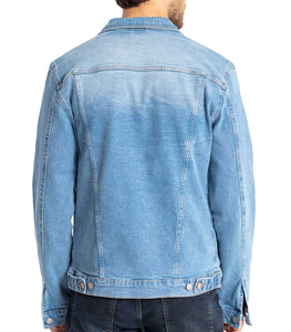 DAIZEN STAR INTERNATIONAL Men's Loose Fit Denim Jacket <b>Light</b> Blue Solid Color Button Fly Closure Casual Style Stonewashed 100% - Product Image 5