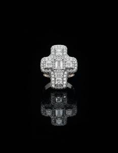 แหวนฮิปฮอปทรงกากบาท ประดับเพชรแบบ Iced Out เงินแท้ 925 หรือเคลือบทอง 10K 14K แหวนเครื่องประดับหรูหรา สไตล์ศาสนา - Product Image 5