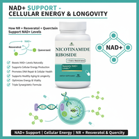 Nicotinamide riboside de haute pureté, 90 capsules, complément anti-âge pour la santé de la peau et le renouvellement cellulaire chez l'adulte